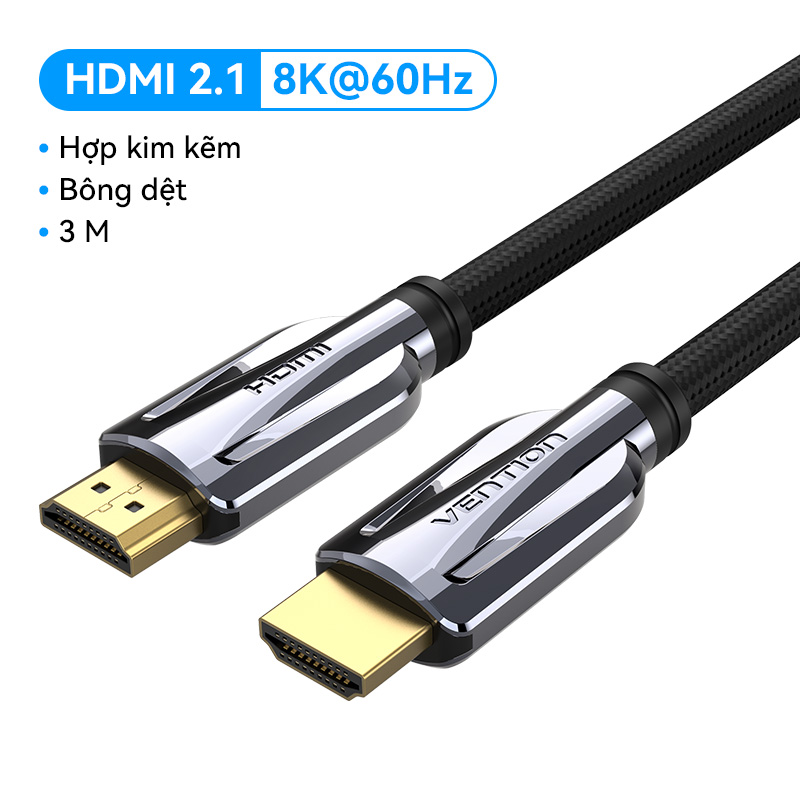 Vention dây cáp HDMI 2.1 8K 4K/120Hz 3D HDMI 2.1 Cable High Speed 48Gbps cáp HDMI kết nối tivi 1M 2M 3M For PS3/PS4 Splitter Switch Box Extender Audio Video Cáp HD HDMI 2.1
