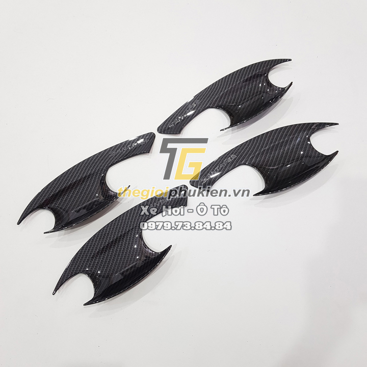 Bộ ốp tay nắm, ốp hõm cửa xe vân Carbon Hyundai Santafe 2021