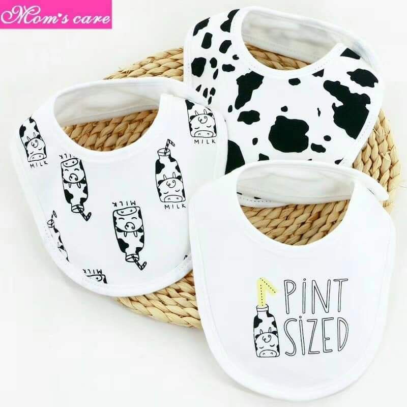 Set 3 yếm tròn cotton Momcare cao cấp