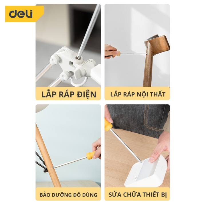 Tua Vít Đa Năng 2 Đầu Deli - Đầu Vít Từ Tính PH1 và 5.0 - Chất Liệu Thép CR-V Siêu Bền Chống Mòn, Gỉ - DL625100S/DL625150S - Hình ảnh 4