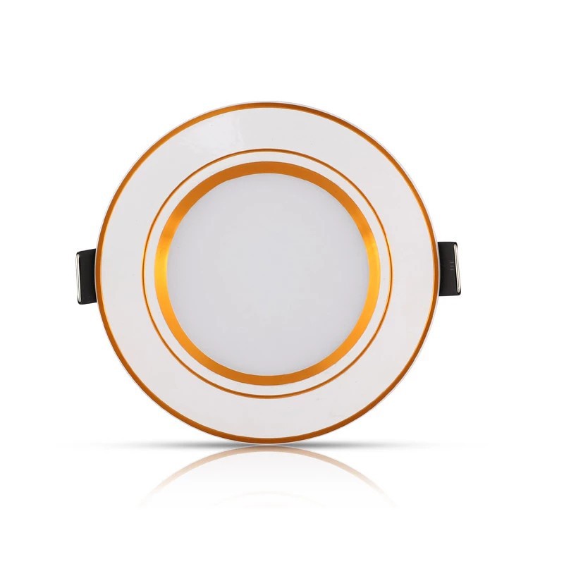 Đèn led âm trần 7w viền vàng 3 chế độ - Phi 90