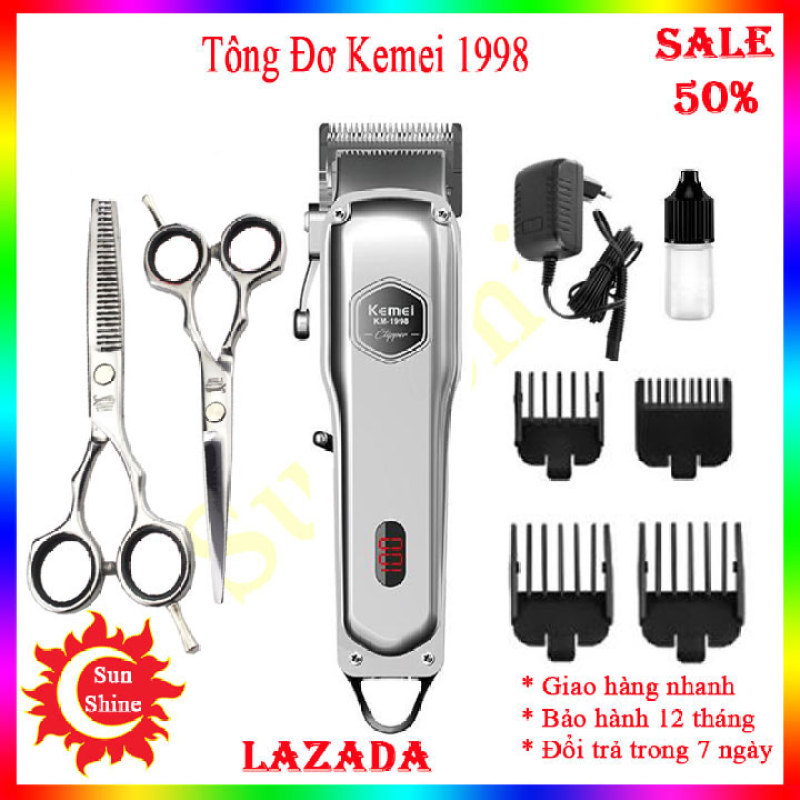 Tông đơ cắt tóc chuyên nghiệp - Kemei Km-1998 - Máy hớt tóc - Tăng đơ cắt tóc cao cấp, pin trâu, lưỡi dày, bảo hành lỗi 1 đổi 1 giá rẻ