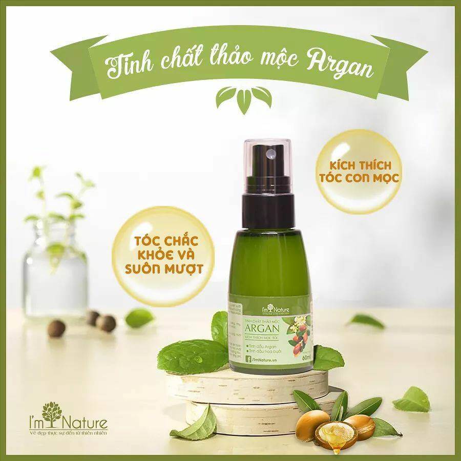 Tinh Chất Dưỡng Tóc Argan 60ml Giúp Mọc Tóc Đen Ngăn Rụng Tóc I'm Nature