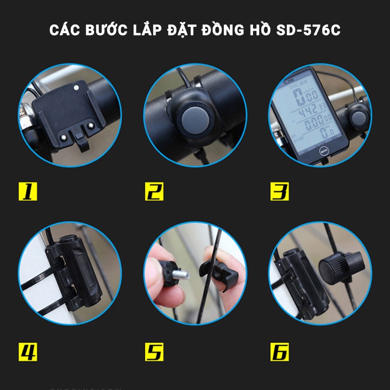 Đồng hồ đo tốc độ xe đạp không dây SUNDING SD-576C có đèn nền