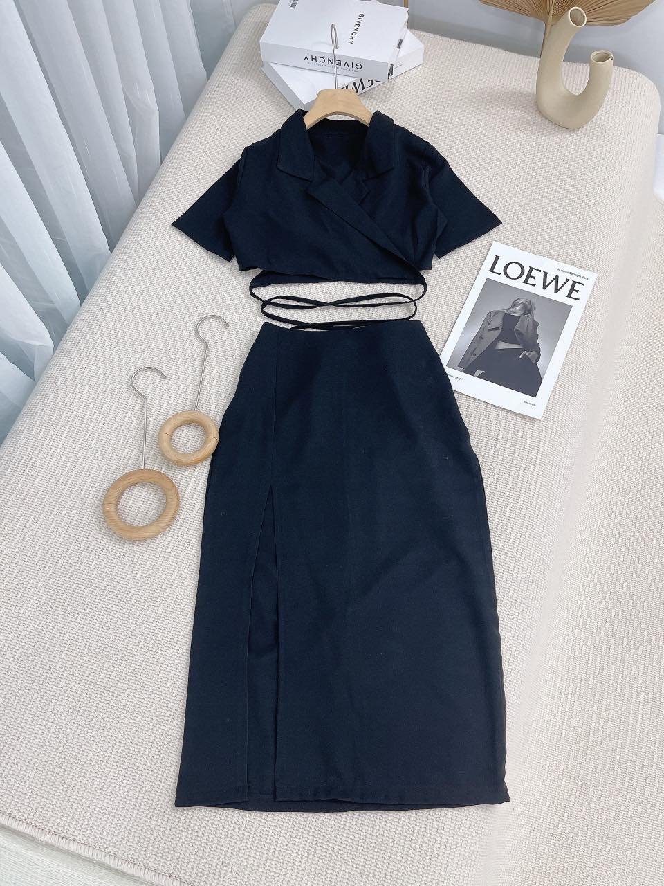 Mua Online váy suông nữ dáng dài xoắn eo buộc dây sau màu xanh lạ mắt   Khuyến mãi giá rẻ 99000 đ