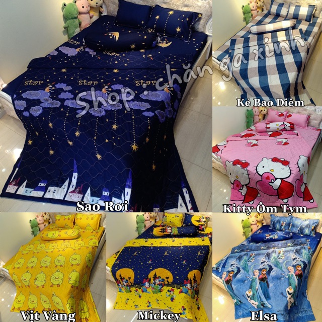 Set 5 Món Chăn Ga gối Poly Cotton ( được chọn mẫu )