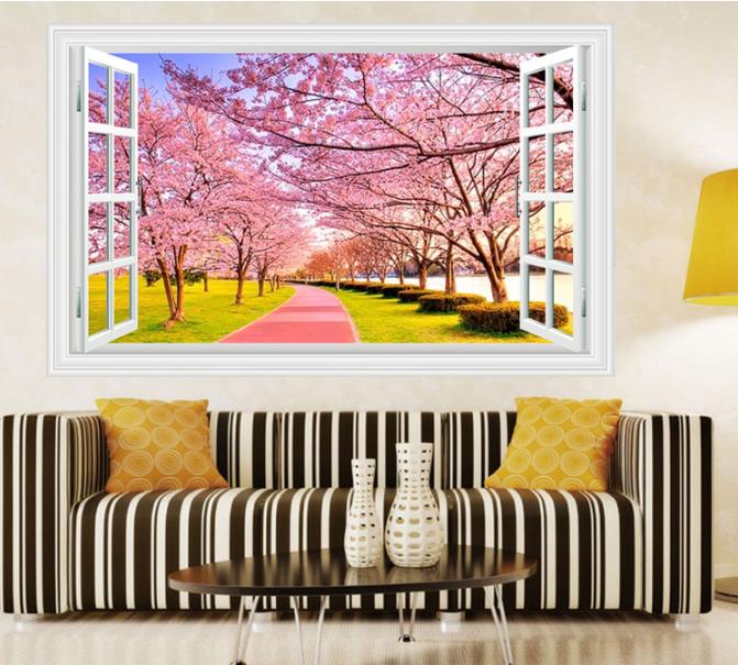 [HCM]Decal trang trí cửa sổ Con Đường Hoa Anh Đào