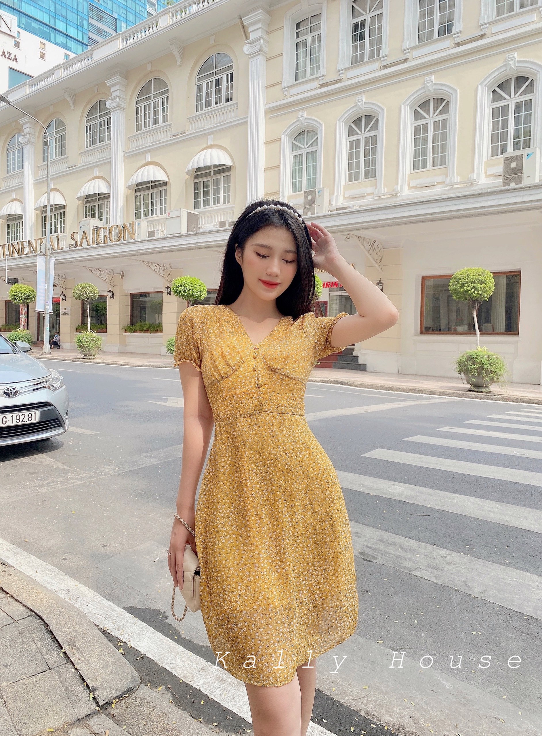Đầm voan bông vàng(Ảnh thật shop tự chụp 100%)