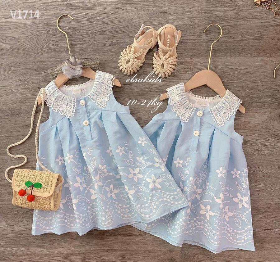 Váy bé gái sóng xanh cực xinh
