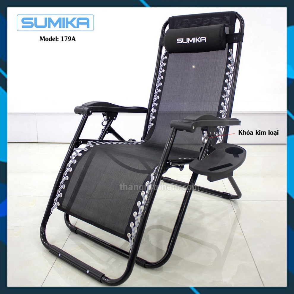 [HCM]Ghế xếp thư giãn SUMIKA 179A (Khóa kim loại vải lưới Textilene thoáng khí tải trọng 200kg)