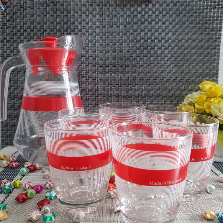 BỘ BÌNH LY THỦY TINH UNION THÁI LAN ( 1 BÌNH VÀ 6 LY)