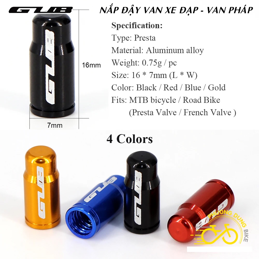 Bộ 2 Nắp đậy nhôm van xe đạp - van Pháp - van xe Máy - van Mỹ GUB