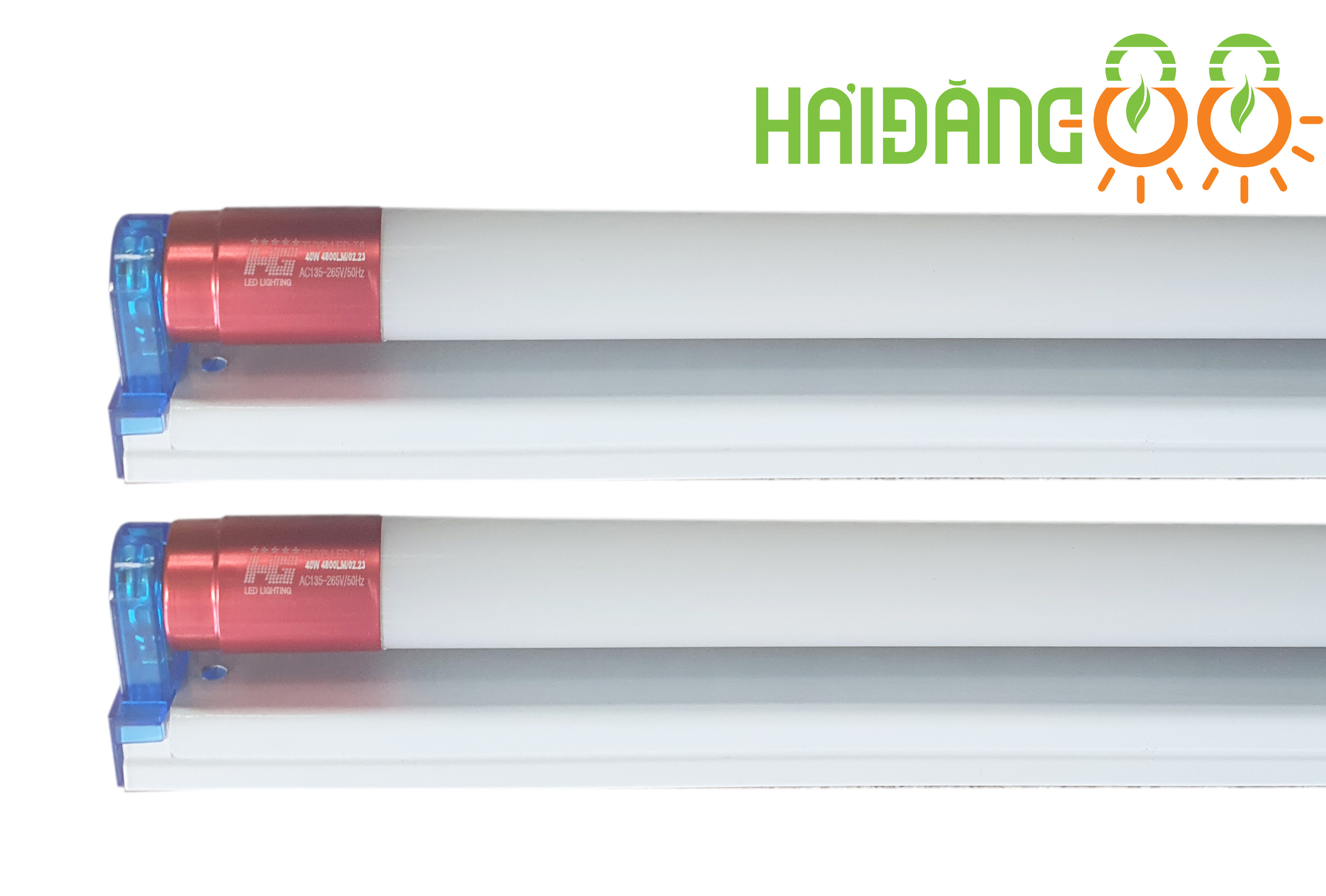 Bộ 2 Bóng đèn led Tuýp thủy tinh 40W 1,2m ánh sáng trắng + 2 Máng đèn led tuýp 1.2m