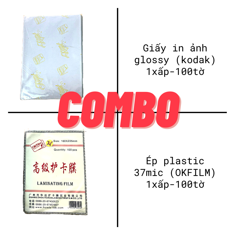 Combo bộ giấy in ảnh và màng ép plastic