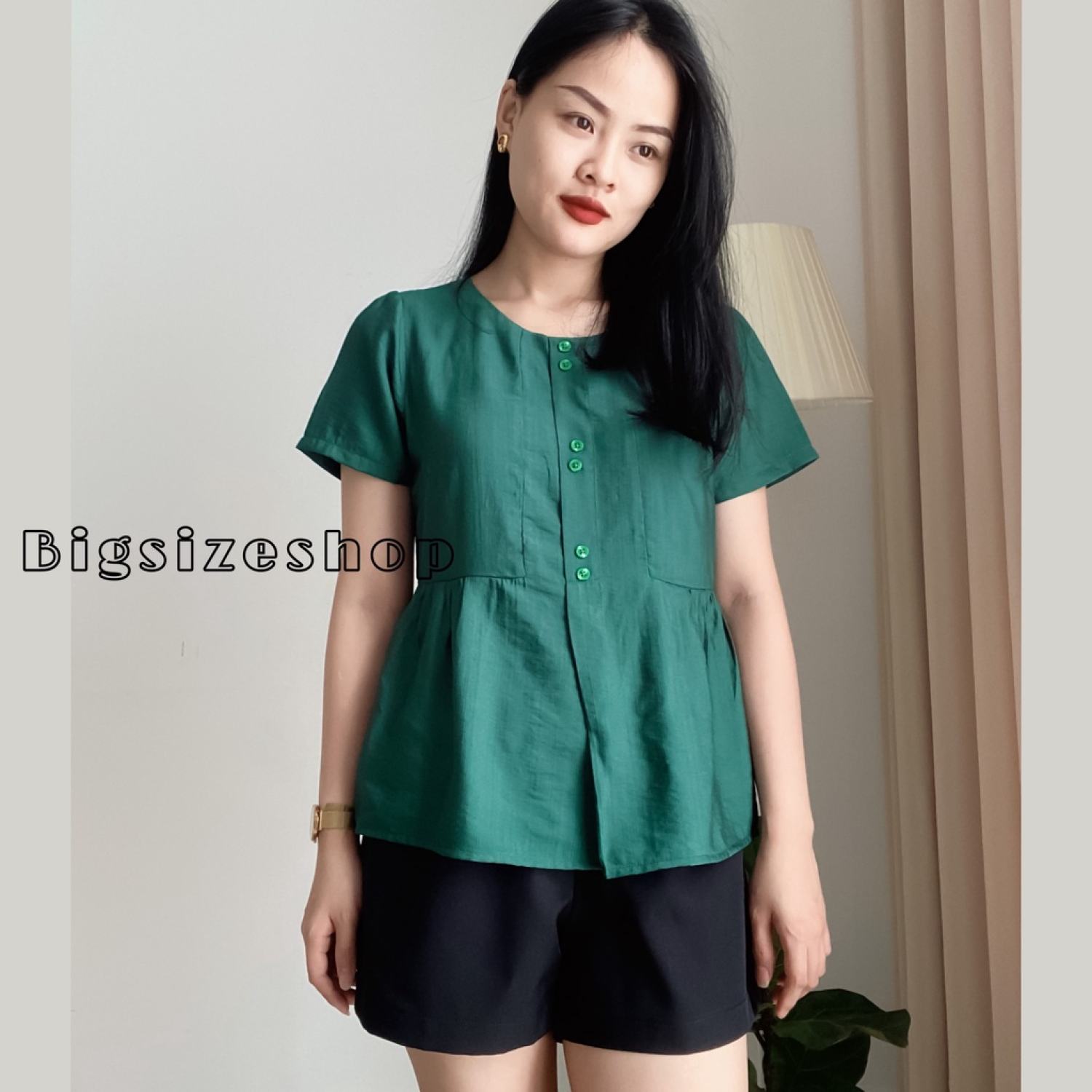 (50 - 90 KG) ÁO XANH BB, CHẤT LỤA XƯỚC THOÁNG MÁT, FORM DÁNG THOẢI MÁI, CHE EO VÀ BỤNG CỰC TỐT