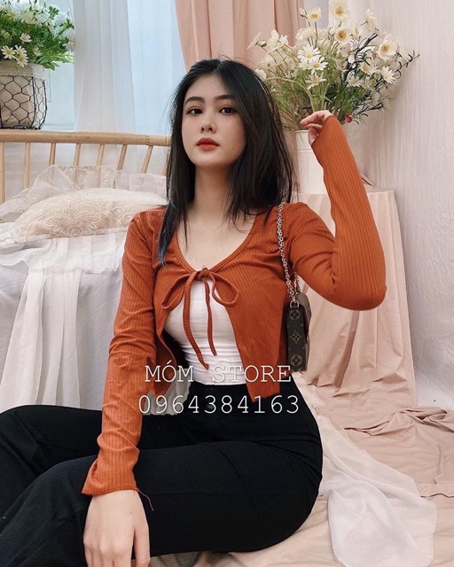 ÁO CROP CADIGAN CỘT NƠ THẦN THÁNH