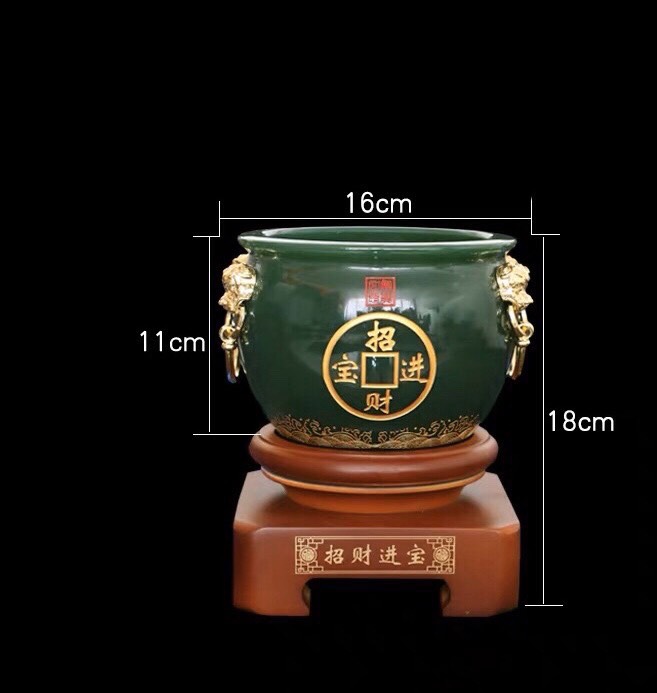 Hủ vàng, Bát Tụ Bảo, Bát tụ tài phong thủy đá thạch anh vàng chiêu tài lộc cho ngôi nhà của bạn - Cao 18cm