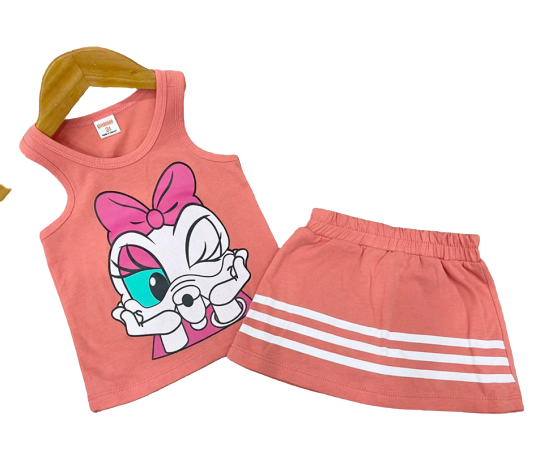 Bộ quần váy in hình siêu kute chất cotton 4c  siêu mềm mịn đủ màu cho bé gái từ 1-6 tuổi siêu yêu - bộ quần giả váy chuẩn đẹp (Màu ngẫu nhiên)