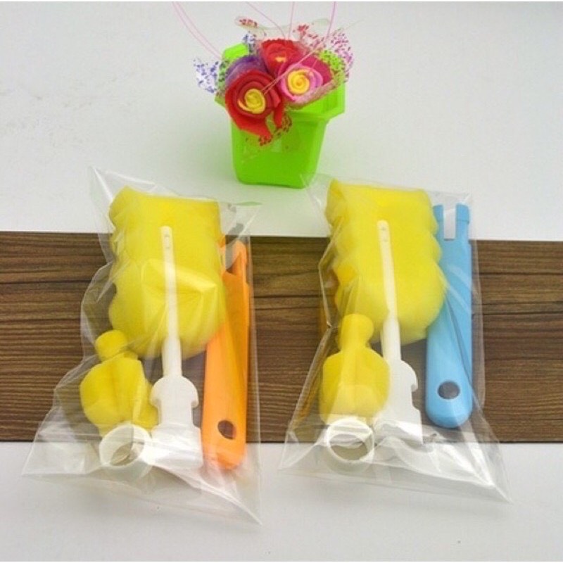 Bộ cọ 2 chị tiết đầu mút gấp gọn, cọ rửa bình sữa, núm ti, cốc chén đạ năng