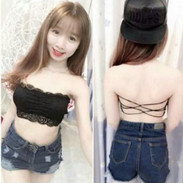 [HCM]Áo Lót Bra Ren Không Gọng Dây Đan Lưng