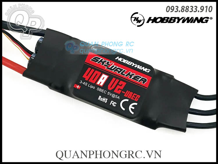 Bộ Điều Tốc Hobbywing SkyWalker 40A V2 UBEC Brushless ESC (3-4S)
