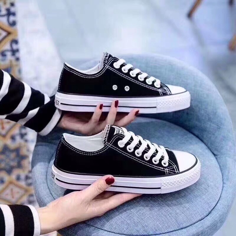 [ HÀNG FULL BOX] Giày Sneaker Nữ CV Cổ Thấp Màu Đen cực đẹp