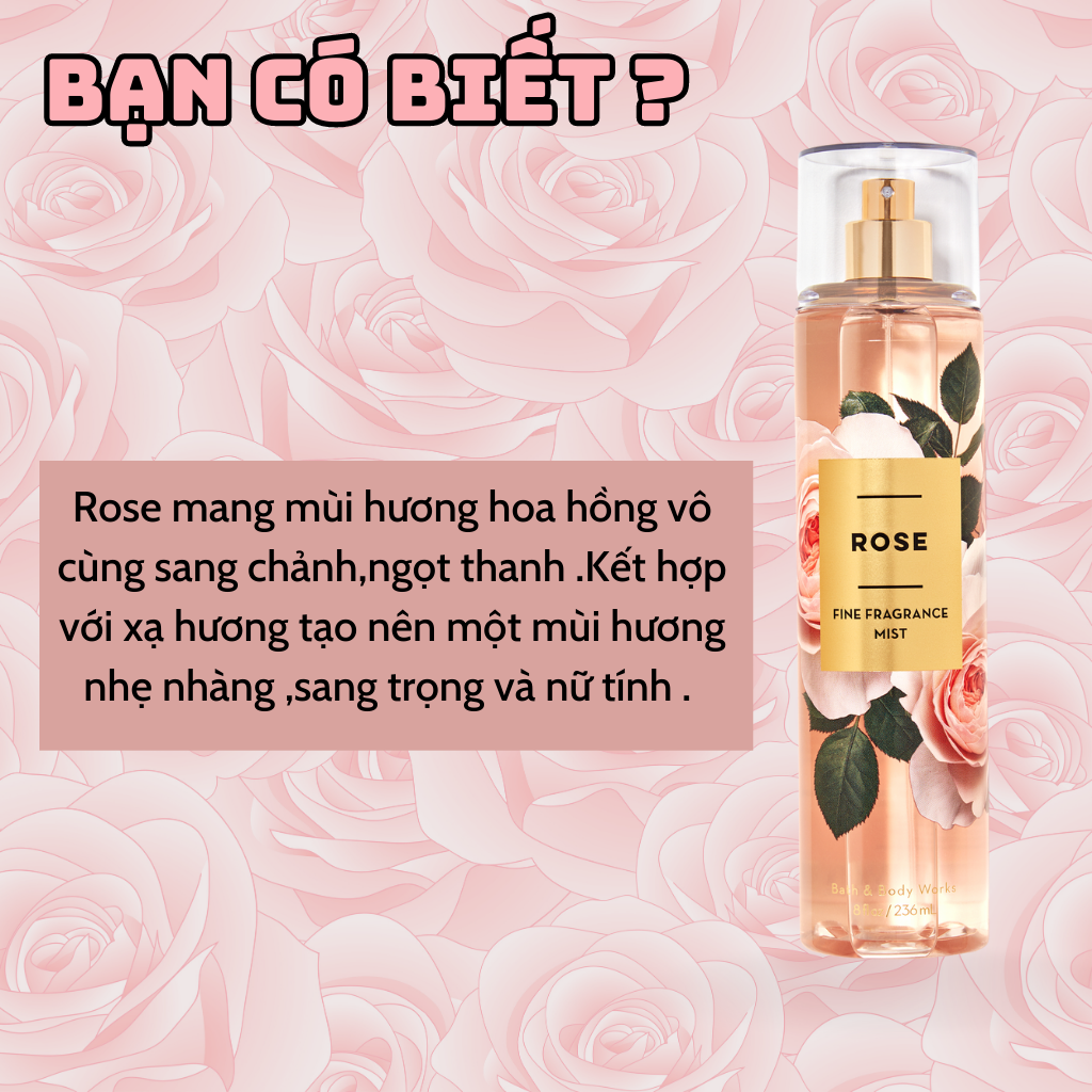 Body Mist Rose Chính Hãng , Bath and Body Work Rose Chính Hãng