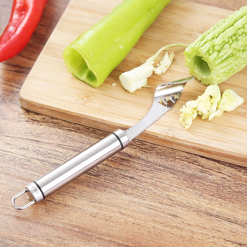 Dụng cụ lấy ruột khổ qua cà ớt, cây móc lấy ruột mướp đắng dễ dàng tiện dụng, đồ moi ruột dưa leo ớt, dụng cụ móc ruột củ quả thép không gỉ cao cấp