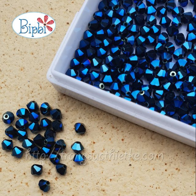100 viên pha lê Tiệp màu metallic blue