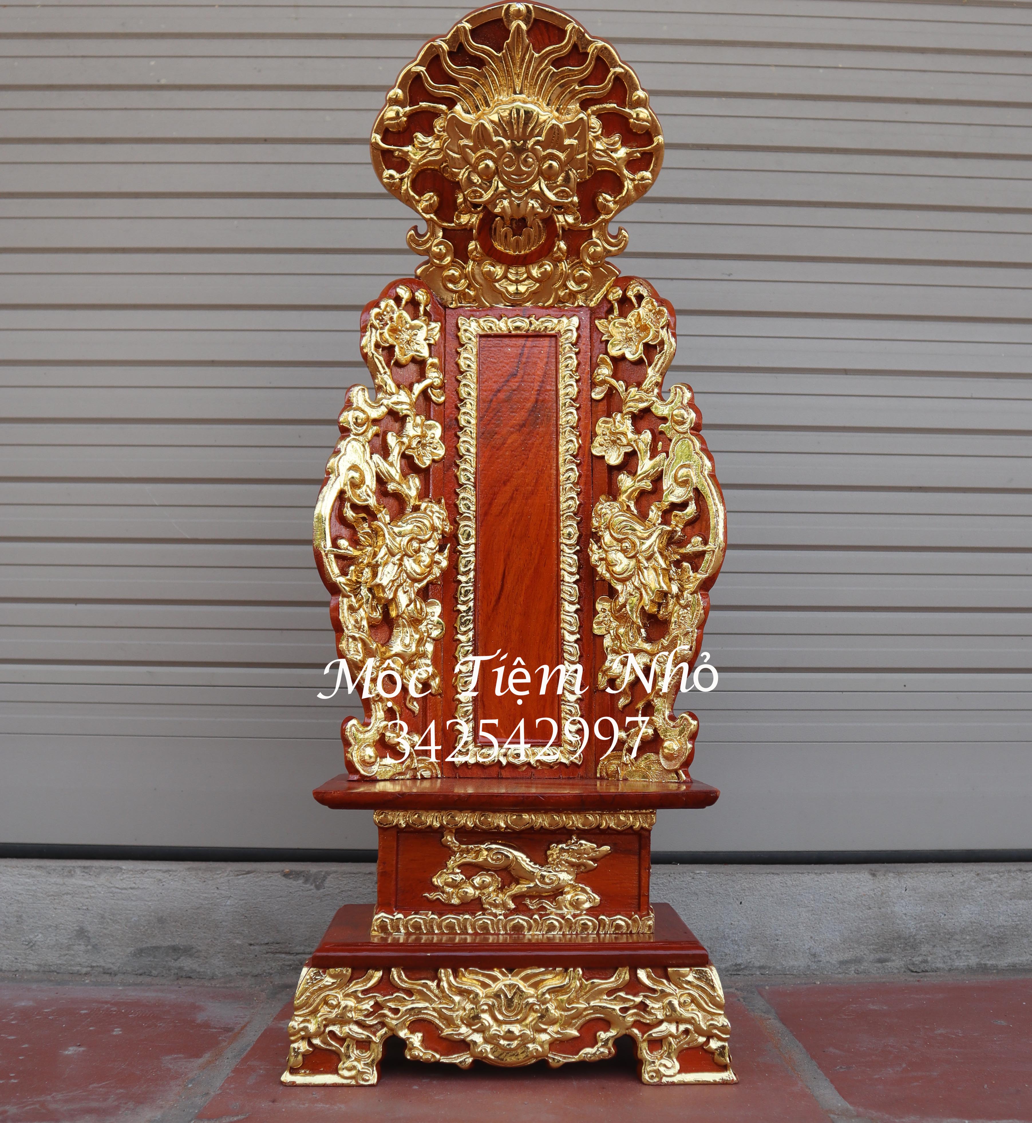 Bài vị bàn thờ cúng gia tiên rát vàng gỗ gõ cao 48,61,67 ngang 23 sâu 15cm