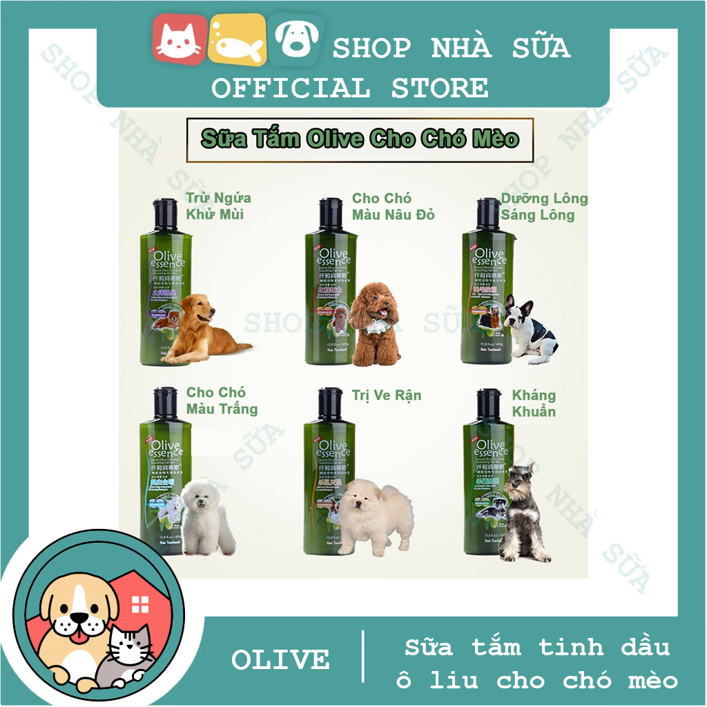 Sữa Tắm Olive Dưỡng Lông Dành Cho Chó Mèo 450ml