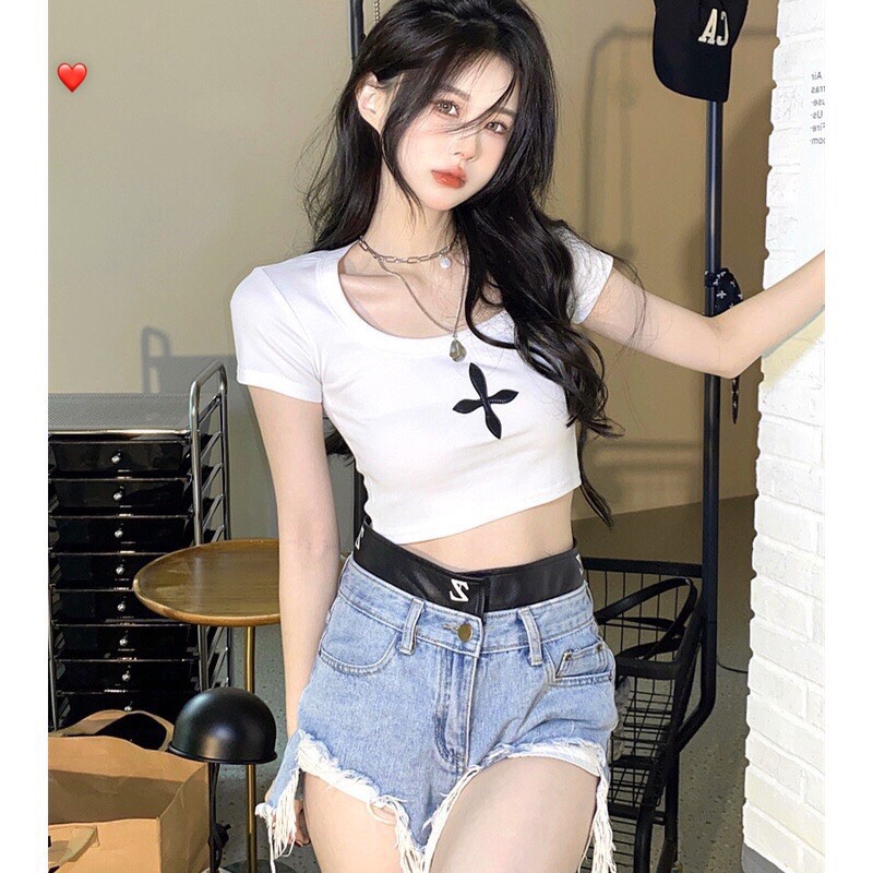 ÁO CROPTOP THÊU DẤU THẬP ĐẸP MẮT CHẤT BORIP