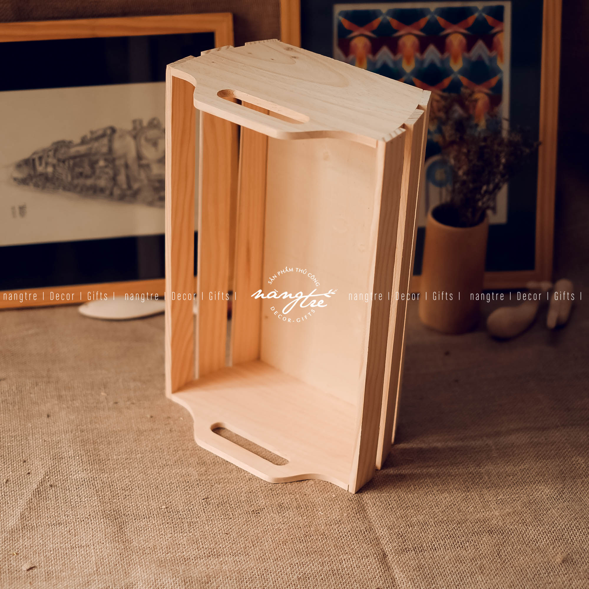[HCM]Khay gỗ pallet đựng quà/ Khay gỗ trái cây