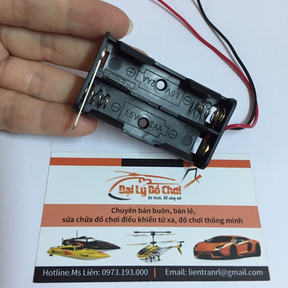 Khay pin có công tắc gạt loại 2 pin không nắp để chế tạo đồ chơi chạy pin