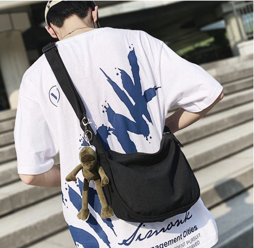 Túi đeo chéo vải canvas cao cấp unisex form bán nguyệt phong cách Basic