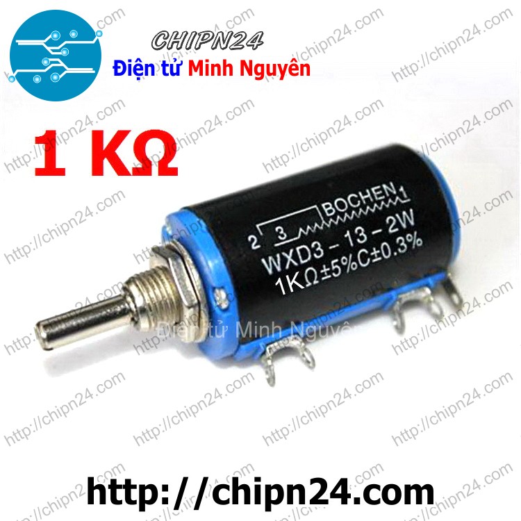 [1 cái] (F39) Biến trở WXD3 1K (WXD3-13-2W) (Biến trở Chiết áp tinh chỉnh xoay 10 vòng)