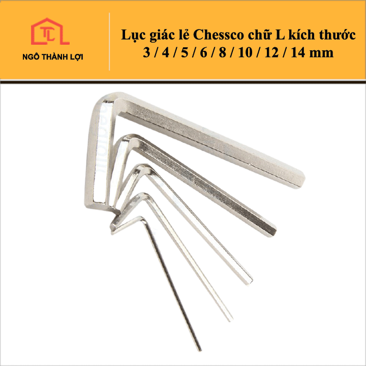 Lục giác lẻ Chessco chữ L kích thước 3 / 4 / 5 / 6 / 8 / 10 / 12 / 14 mm