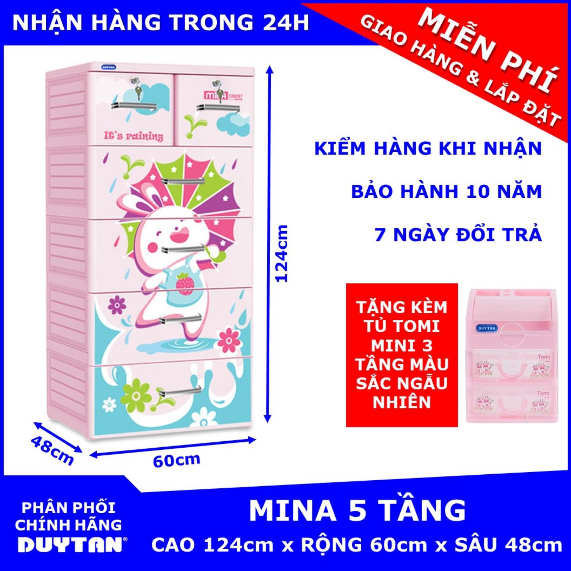 Tủ nhựa duy tân mina 5 tầng tặng kèm tủ tomi mini 3 tầng màu sắc ngẫu nhiên