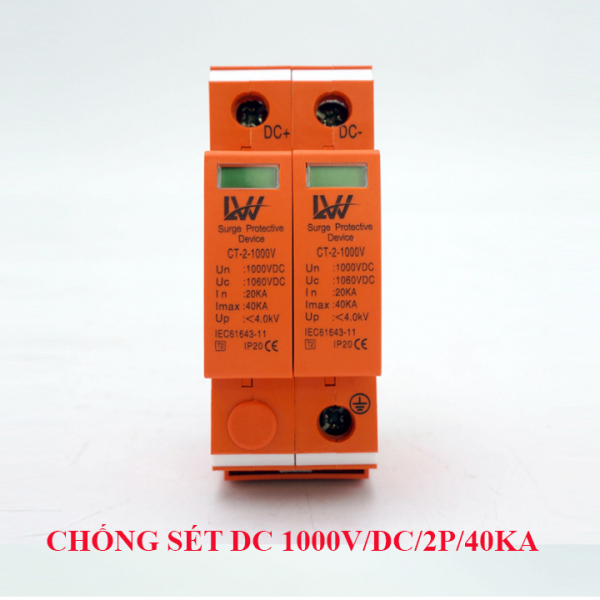 Bảng giá Bảo vệ chống sét lan truyền 1000V DC/ 2P 40KA LW chuyên dụng cho hệ thống điện năng lượng mặt trời