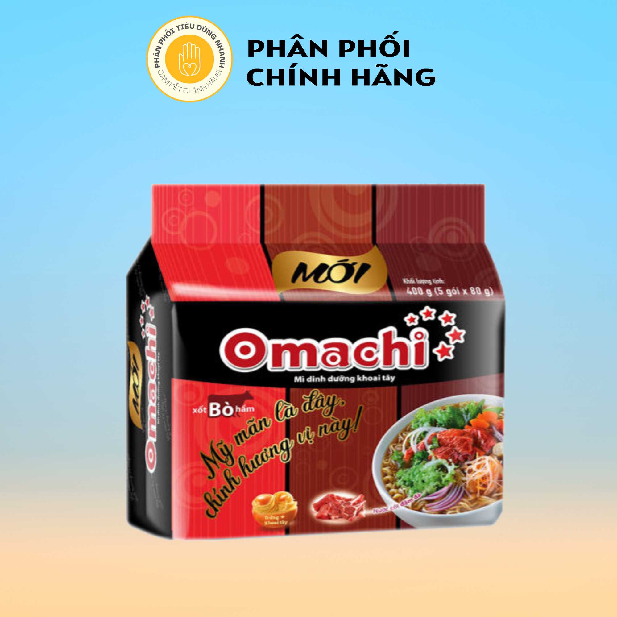 Lốc 5 gói mì ăn liền khoai tây omachi vị xốt bò hầm 80g