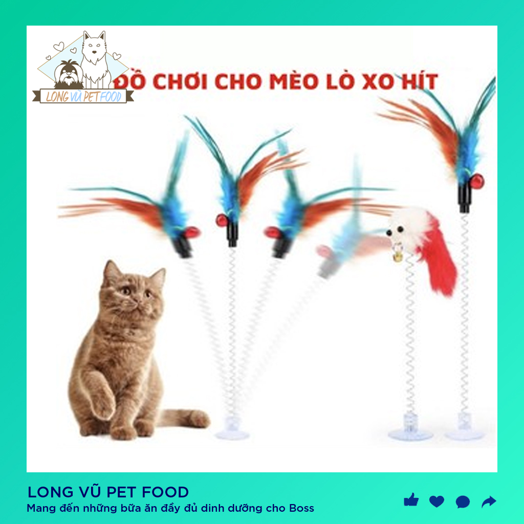 Đồ chơi cho mèo đầu hút có gắn chuột, gắn lông - Long Vũ Pet Food