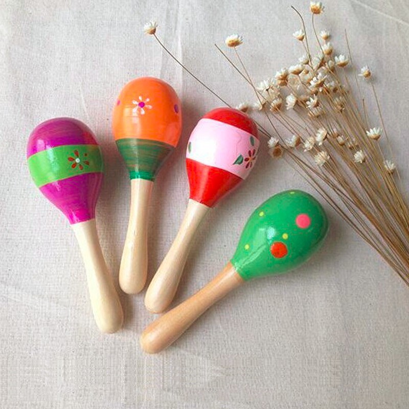 Lục lạc gỗ đầu tròn cho bé (Nhiều mẫu màu sinh động) SHOPMEBEE
