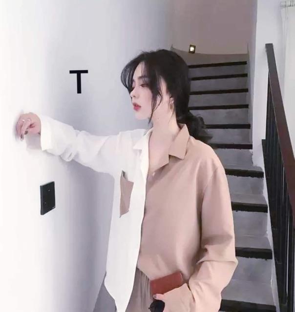 Áo sơ mi phối nửa túi màu DTR0819