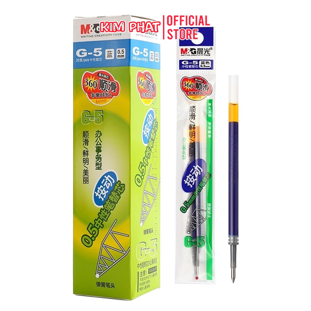 Bút bi nước mực gel guangbo 72015 ngòi 0.5 và ruột thay thế mg g5