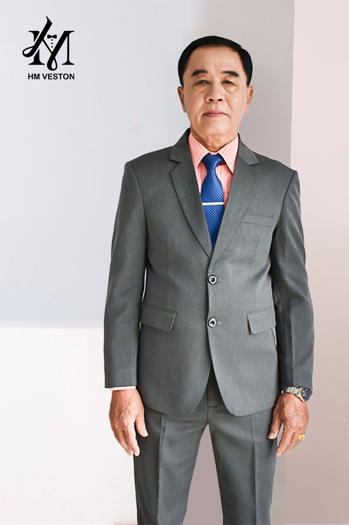 Bộ vest nam bác sui kiểu 2 nút trung niên màu xám tặng kèm cà vạt kẹp |  Lazada.vn