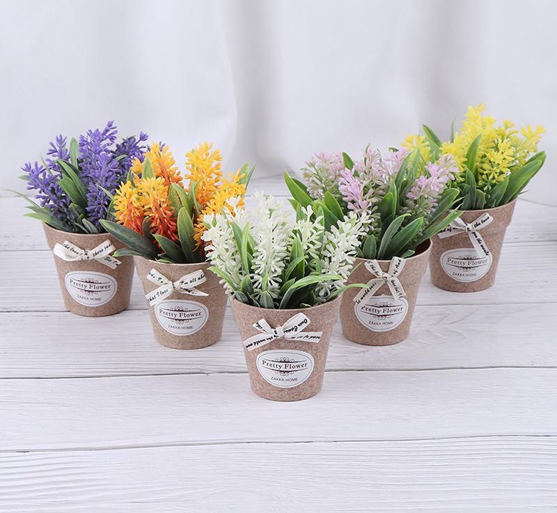 Chậu hoa cỏ giả trang trí để bàn hoa cỏ màu sắc tươi tắn siêu xinh