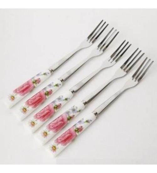 Conpo 10 dĩa inox cán sứ cao cấp