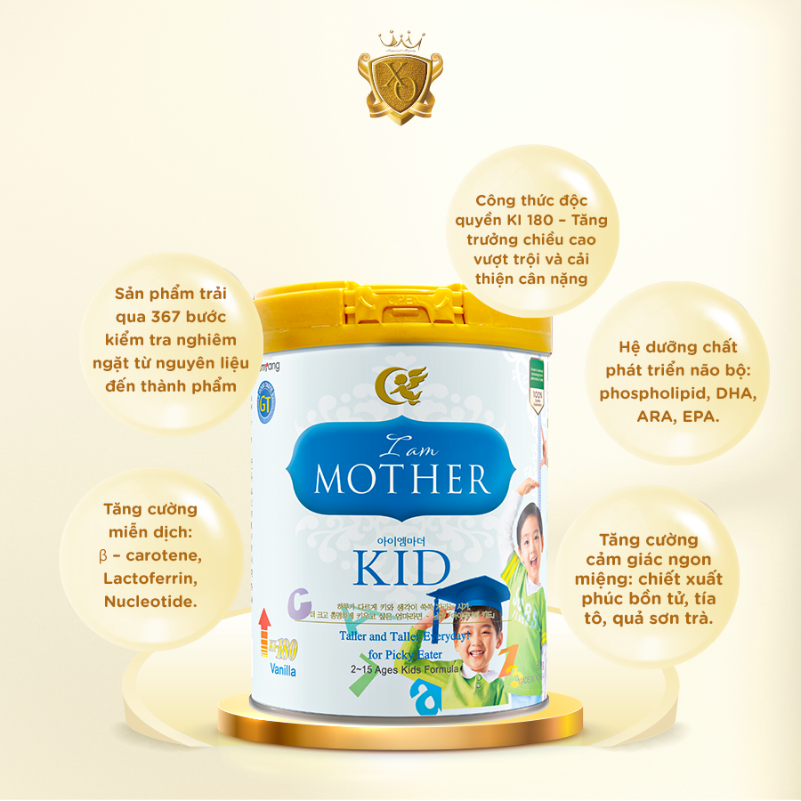Sữa Bột I Am Mother Kid GT 800g cho trẻ 2-15 tuổi khỏe mạnh
