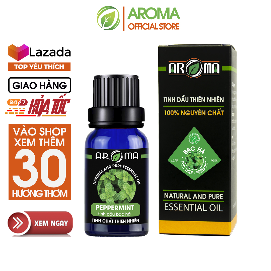 Tinh dầu Bạc Hà AROMA Pháp Peppermint Essential Oil, tinh dầu thơm phòng, thư giãn; thông mũi, hô hấp; đuổi muỗi, chuột, côn trùng; chăm sóc da, tóc