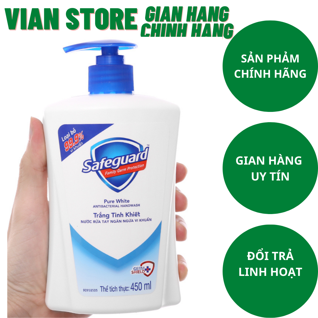 Nước rửa tay Safeguard trắng tinh khiết chai 450ml